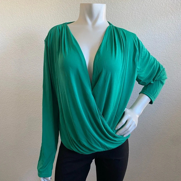 NWT Zara Green Drapy Modern Top Size Large - Picture 1 of 9